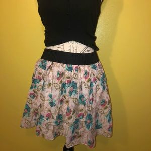 BLUE AND PINK FLORAL SKIRT